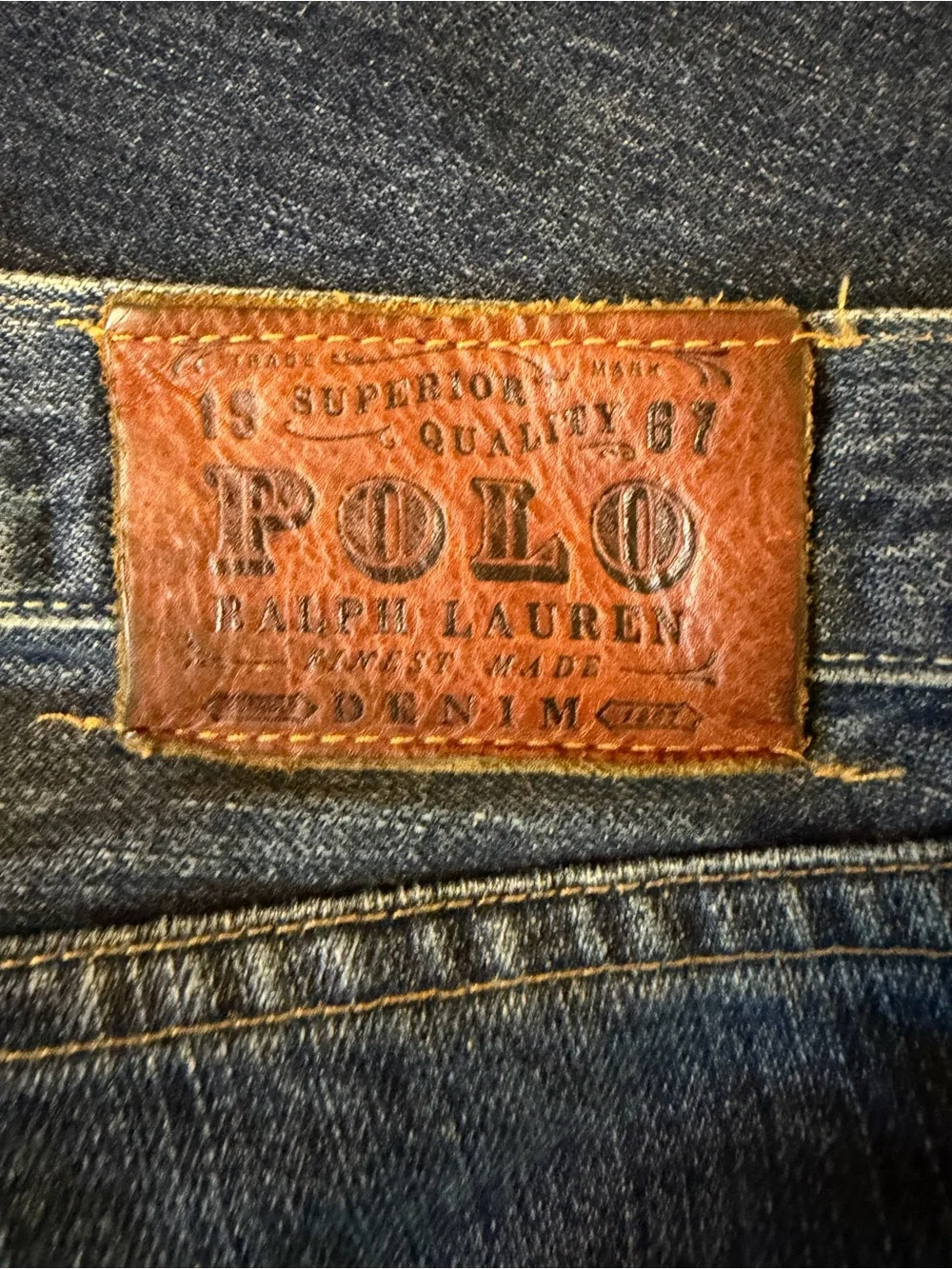 Vintage Polo Ralph Lauren Denim Jeans Mens 35x32 Straight Leg Blue 100% Cotton